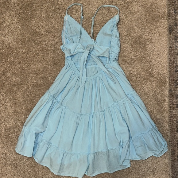 Light Blue Crotchet Mini Dress - Picture 5 of 5